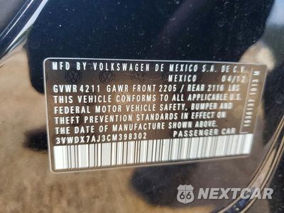 Zdjęcie 12 z 12 samochodu: 2012 VOLKSWAGEN JETTA SE VIN:3VWDX7AJ3CM398302 - miniatura