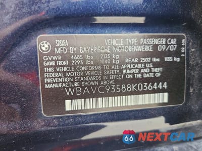 Zdjęcie 12 z 12 samochodu: 2008 BMW 328 XI VIN:WBAVC93588K036444 - miniatura