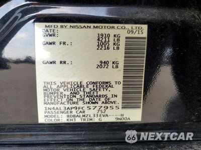Zdjęcie 12 z 12 samochodu: 2015 NISSAN ALTIMA 2.5 SV VIN:1N4AL3AP9FC577955 - miniatura