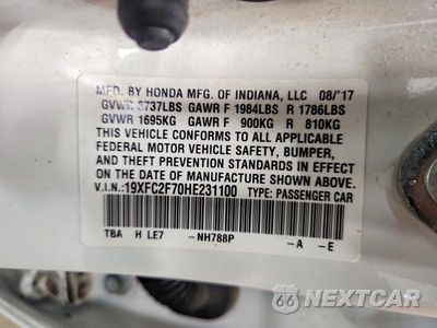 Zdjęcie 12 z 12 samochodu: 2017 HONDA CIVIC EX VIN:19XFC2F70HE231100 - miniatura