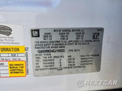 Zdjęcie 13 z 13 samochodu: 2016 GMC ACADIA SLT-1 VIN:1GKKRRKD4GJ168803 - miniatura