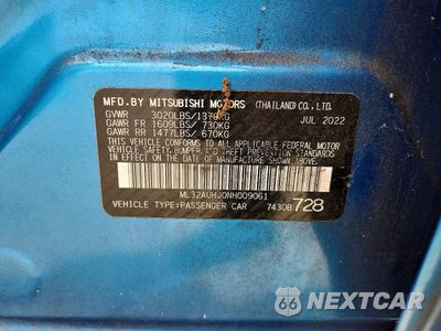 Zdjęcie 12 z 12 samochodu: 2022 MITSUBISHI MIRAGE ES VIN:ML32AUHJ0NH009061 - miniatura