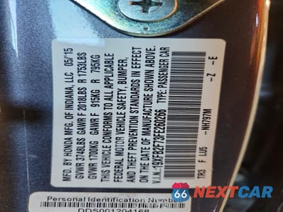 Zdjęcie 12 z 12 samochodu: 2015 HONDA CIVIC SE VIN:19XFB2F73FE260266 - miniatura