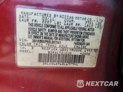 Zdjęcie 13 z 13 samochodu: 2011 NISSAN SENTRA 2.0 VIN:3N1AB6AP6BL697941 - miniatura