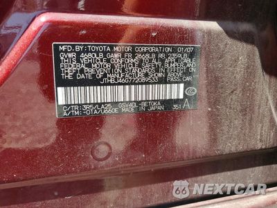 Zdjęcie 12 z 12 samochodu: 2007 LEXUS ES 350 VIN:JTHBJ46G772089533 - miniatura