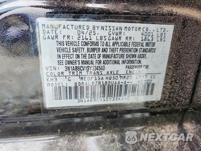 Zdjęcie 12 z 12 samochodu: 2025 NISSAN SENTRA SV VIN:3N1AB8CV1SY334540 - miniatura