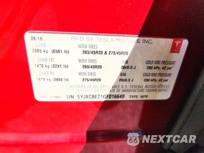 Zdjęcie 13 z 13 samochodu: 2016 TESLA MODEL X VIN:5YJXCBE21GF016649 - miniatura