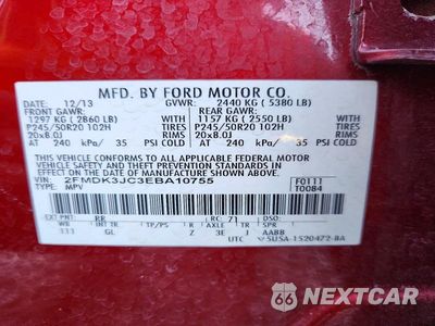 Zdjęcie 12 z 12 samochodu: 2014 FORD EDGE SEL VIN:2FMDK3JC3EBA10755 - miniatura