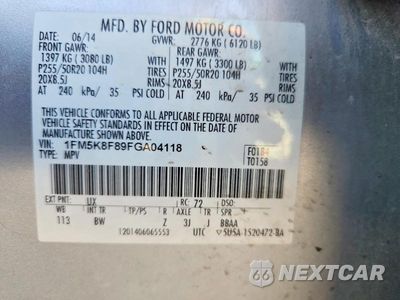 Zdjęcie 12 z 12 samochodu: 2015 FORD EXPLORER LIMITED VIN:1FM5K8F89FGA04118 - miniatura