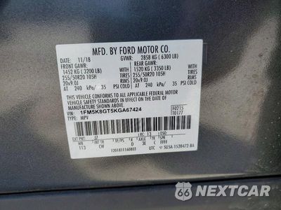Zdjęcie 13 z 13 samochodu: 2019 FORD EXPLORER SPORT VIN:1FM5K8GT5KGA67424 - miniatura