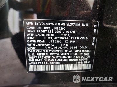 Zdjęcie 13 z 13 samochodu: 2017 VOLKSWAGEN TOUAREG WOLFSBURG VIN:WVGRF7BP2HD003801 - miniatura