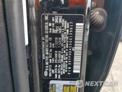 Zdjęcie 13 z 13 samochodu: 2016 KIA SORENTO EX VIN:5XYPHDA53GG139617 - miniatura