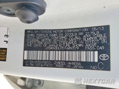 Zdjęcie 13 z 13 samochodu: 2013 TOYOTA PRIUS THREE VIN:JTDKN3DU7D1689379 - miniatura