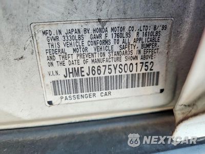 Zdjęcie 12 z 12 samochodu: 2000 HONDA CIVIC LX VIN:JHMEJ6675YS001752 - miniatura