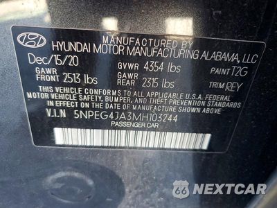Zdjęcie 12 z 12 samochodu: 2021 HYUNDAI SONATA SE VIN:5NPEG4JA3MH103244 - miniatura