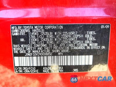Zdjęcie 13 z 13 samochodu: 2009 TOYOTA RAV4 BASE VIN:JTMZF33V29D008850 - miniatura