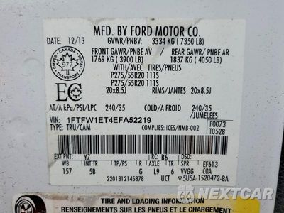 Zdjęcie 12 z 12 samochodu: 2014 FORD F150 SUPERCREW VIN:1FTFW1ET4EFA52219 - miniatura