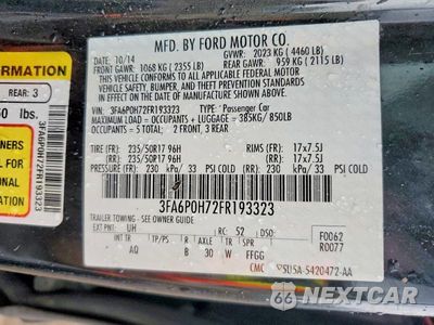 Zdjęcie 12 z 12 samochodu: 2015 FORD FUSION SE VIN:3FA6P0H72FR193323 - miniatura