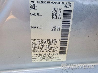 Zdjęcie 12 z 12 samochodu: 2022 NISSAN ALTIMA SL VIN:1N4BL4EV1NN417106 - miniatura