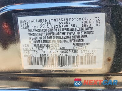 Zdjęcie 13 z 13 samochodu: 2024 NISSAN SENTRA SV VIN:3N1AB8CV5RY283389 - miniatura
