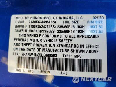 Zdjęcie 13 z 13 samochodu: 2020 HONDA CR-V EXL VIN:7FARW1H85LE009583 - miniatura