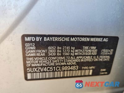 Zdjęcie 13 z 13 samochodu: 2012 BMW X5 XDRIVE35I VIN:5UXZV4C51CL989483 - miniatura