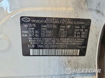 Zdjęcie 13 z 13 samochodu: 2017 HYUNDAI SANTA FE SPORT 2.4L VIN:5NMZUDLB4HH018514 - miniatura
