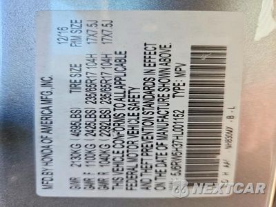 Zdjęcie 13 z 13 samochodu: 2017 HONDA CR-V LX VIN:5J6RW5H37HL001152 - miniatura