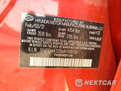 Zdjęcie 12 z 12 samochodu: 2021 HYUNDAI SONATA LIMITED VIN:5NPEH4J25MH118706 - miniatura