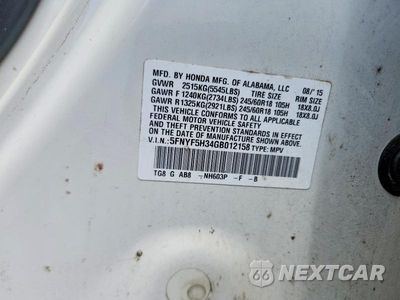 Zdjęcie 13 z 13 samochodu: 2016 HONDA PILOT EX VIN:5FNYF5H34GB012158 - miniatura