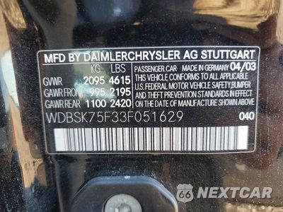 Zdjęcie 13 z 13 samochodu: 2003 MERCEDES-BENZ SL 500R VIN:WDBSK75F33F051629 - miniatura