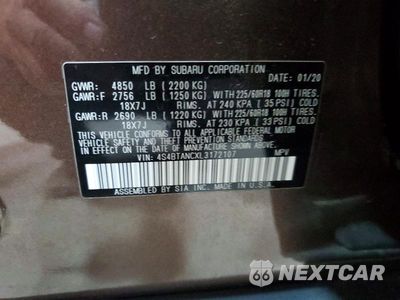 Zdjęcie 12 z 12 samochodu: 2020 SUBARU OUTBACK LIMITED VIN:4S4BTANCXL3172107 - miniatura