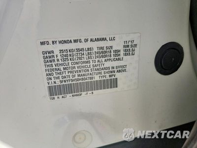 Zdjęcie 14 z 14 samochodu: 2017 HONDA PILOT EXL VIN:5FNYF5H50HB047881 - miniatura