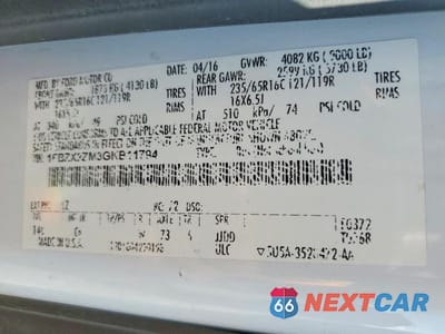 Zdjęcie 13 z 13 samochodu: 2016 FORD TRANSIT T-350 VIN:1FBZX2ZM3GKB11794 - miniatura