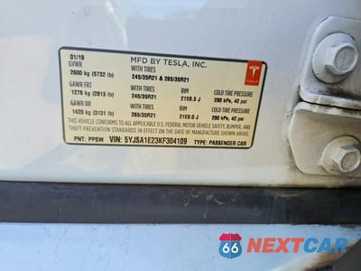 Zdjęcie 13 z 13 samochodu: 2019 TESLA MODEL S VIN:5YJSA1E23KF304109 - miniatura
