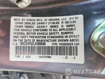 Zdjęcie 12 z 12 samochodu: 2020 HONDA INSIGHT EX VIN:19XZE4F52LE006848 - miniatura