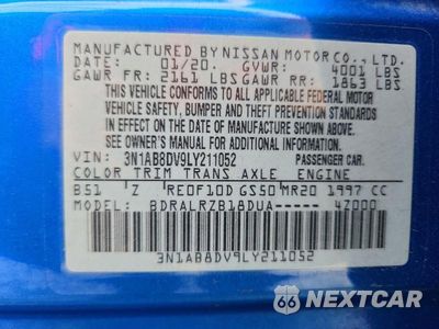 Zdjęcie 12 z 12 samochodu: 2020 NISSAN SENTRA SR VIN:3N1AB8DV9LY211052 - miniatura
