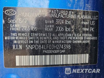 Zdjęcie 12 z 12 samochodu: 2018 HYUNDAI ELANTRA LIMITED VIN:5NPD84LF0JH274398 - miniatura