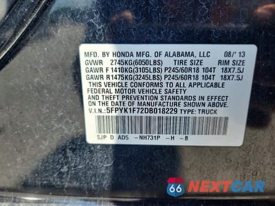 Zdjęcie 12 z 12 samochodu: 2013 HONDA RIDGELINE SPORT VIN:5FPYK1F72DB018229 - miniatura