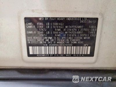 Zdjęcie 13 z 13 samochodu: 2012 SUBARU OUTBACK 2.5I LIMITED VIN:4S4BRBKC4C3280988 - miniatura