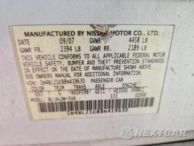 Zdjęcie 12 z 12 samochodu: 2008 NISSAN ALTIMA 3.5 SE VIN:1N4BL21E88N419630 - miniatura