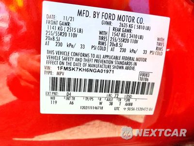Zdjęcie 13 z 13 samochodu: 2022 FORD EXPLORER ST-LINE VIN:1FMSK7KH6NGA01971 - miniatura