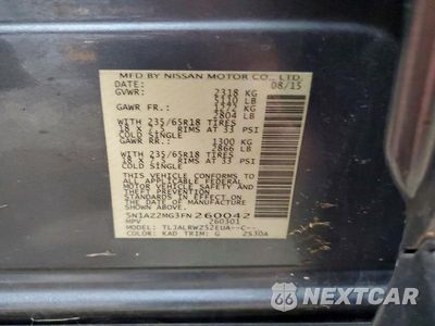 Zdjęcie 13 z 13 samochodu: 2015 NISSAN MURANO SL VIN:5N1AZ2MG3FN260042 - miniatura