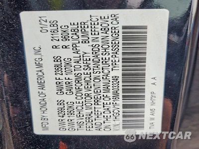 Zdjęcie 13 z 13 samochodu: 2021 HONDA ACCORD LX VIN:1HGCV1F16MA033249 - miniatura