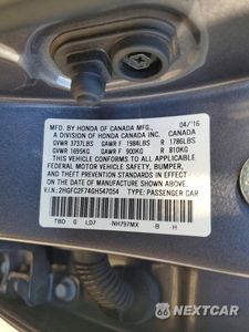 Zdjęcie 12 z 12 samochodu: 2016 HONDA CIVIC EX VIN:2HGFC2F74GH547054 - miniatura