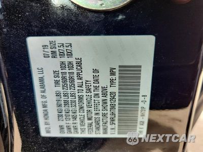 Zdjęcie 13 z 13 samochodu: 2019 HONDA ODYSSEY EXL VIN:5FNRL6H78KB129420 - miniatura
