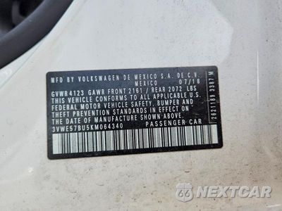 Zdjęcie 12 z 12 samochodu: 2019 VOLKSWAGEN JETTA SEL VIN:3VWE57BU5KM064340 - miniatura
