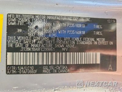 Zdjęcie 13 z 13 samochodu: 2015 LEXUS RX 350 BASE VIN:2T2BK1BA8FC299861 - miniatura