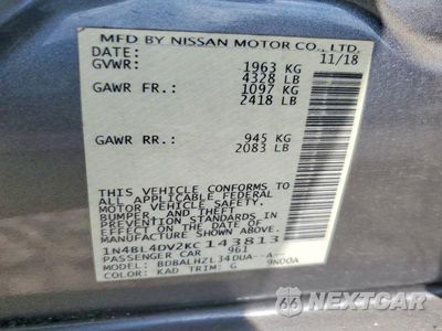 Zdjęcie 13 z 13 samochodu: 2019 NISSAN ALTIMA SV VIN:1N4BL4DV2KC143813 - miniatura