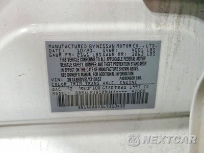 Zdjęcie 13 z 13 samochodu: 2020 NISSAN SENTRA SR VIN:3N1AB8DV5LY310452 - miniatura